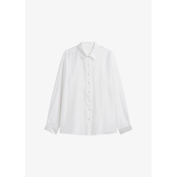 The Frankie Shop Tarra Tie-Front Sheer Shirt - White - Oversized Minimalist Tops in White - Shop at Luxury Shoes 