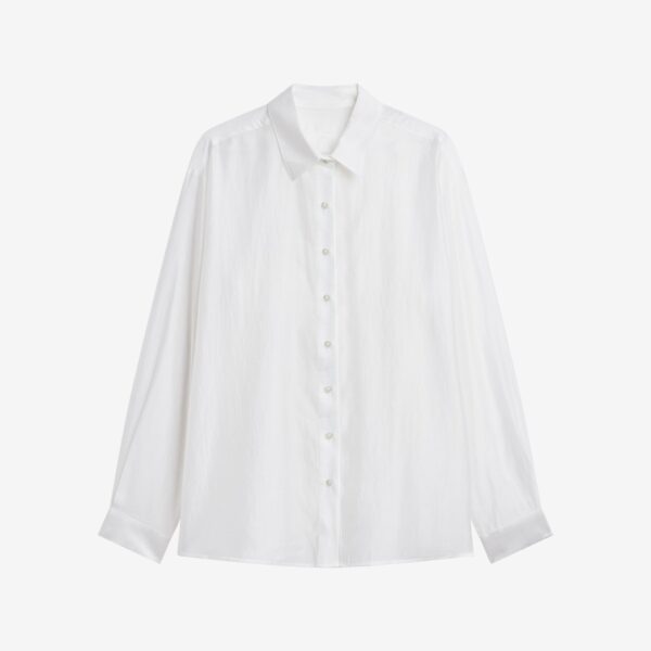 The Frankie Shop Tarra Tie-Front Sheer Shirt – White, view 8
