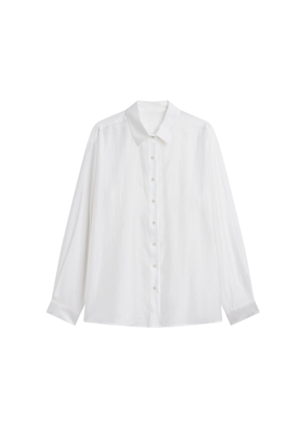 The Frankie Shop Tarra Tie-Front Sheer Shirt - White - Oversized Minimalist Tops in White - Shop at Luxury Shoes 