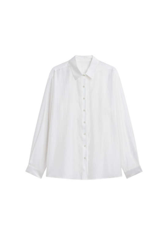 The Frankie Shop Tarra Tie-Front Sheer Shirt - White - Oversized Minimalist Tops in White - Shop at Luxury Shoes 