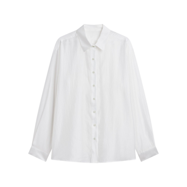 The Frankie Shop Tarra Tie-Front Sheer Shirt – White