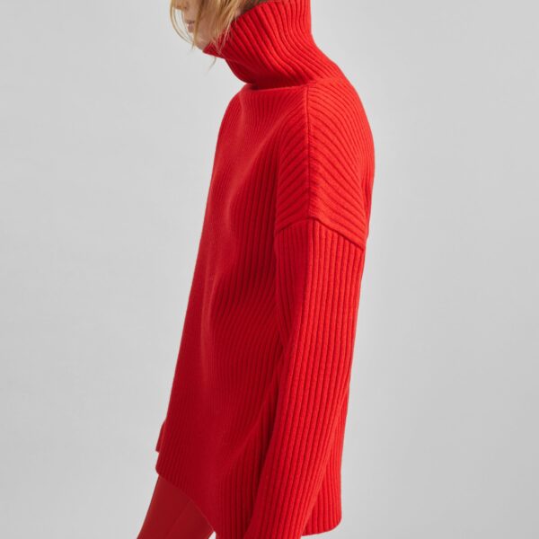 The Frankie Shop Thelma Ribbed Sweater Dress – Red, view 2