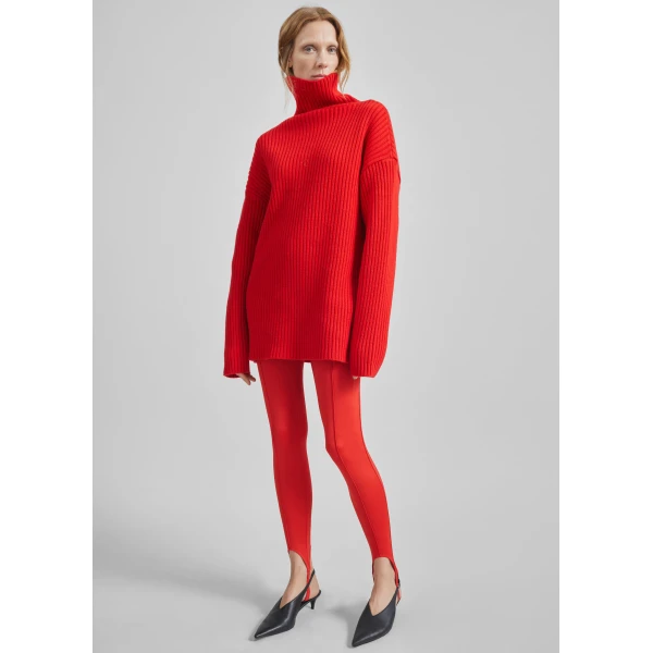 The Frankie Shop Thelma Ribbed Sweater Dress - Red - Oversized Minimalist Knitwear in Red - Shop at Luxury Shoes 