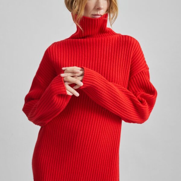 The Frankie Shop Thelma Ribbed Sweater Dress – Red, view 6