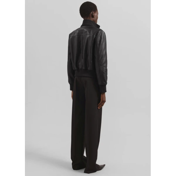 The Frankie Shop Tobias Leather Jacket - Black - Oversized Minimalist Jackets in Black - Shop at Luxury Shoes 