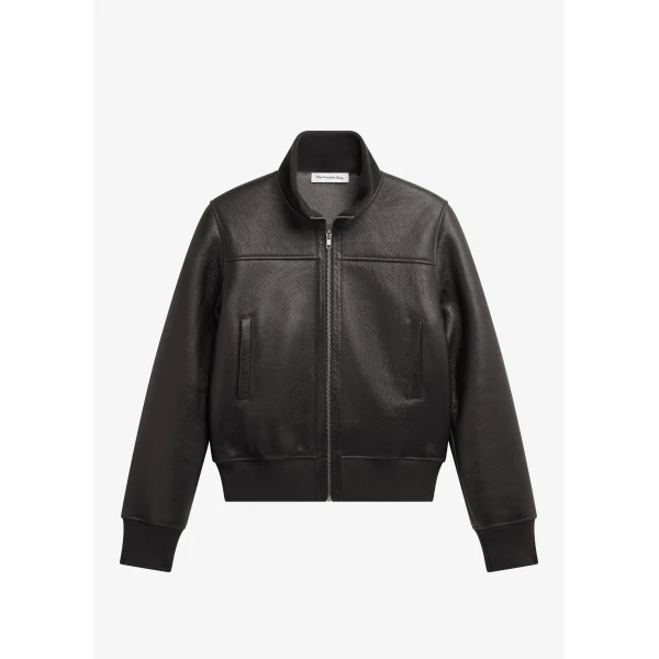 The Frankie Shop Tobias Leather Jacket - Black - Oversized Minimalist Jackets in Black - Shop at Luxury Shoes 