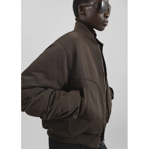 The Frankie Shop Valdres Padded Bomber Jacket - Brown - Oversized Minimalist Jackets in Brown - Shop at Luxury Shoes 