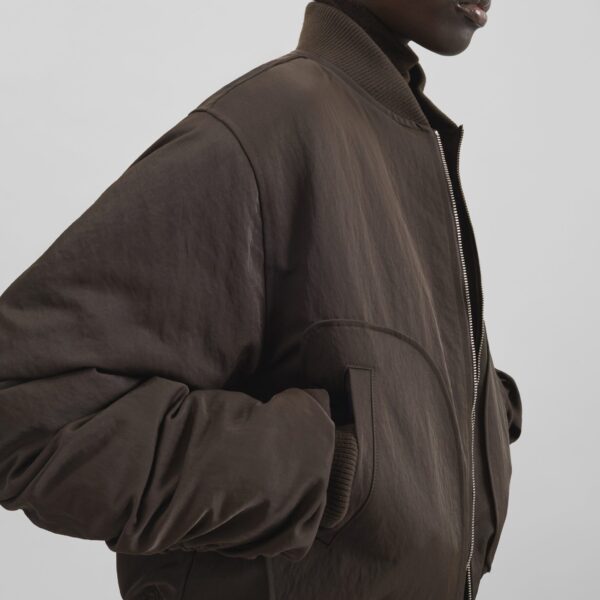The Frankie Shop Valdres Padded Bomber Jacket – Brown, view 2