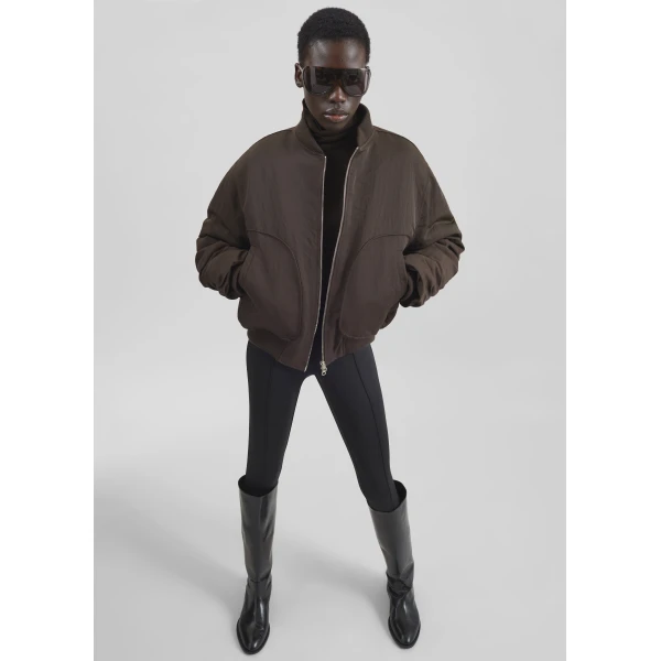 The Frankie Shop Valdres Padded Bomber Jacket - Brown - Oversized Minimalist Jackets in Brown - Shop at Luxury Shoes 