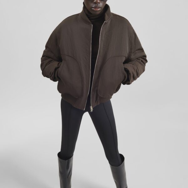 The Frankie Shop Valdres Padded Bomber Jacket – Brown, view 3