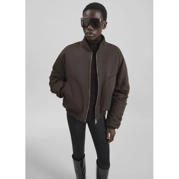 The Frankie Shop Valdres Padded Bomber Jacket - Brown - Oversized Minimalist Jackets in Brown - Shop at Luxury Shoes 