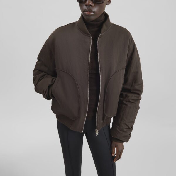 The Frankie Shop Valdres Padded Bomber Jacket – Brown, view 4