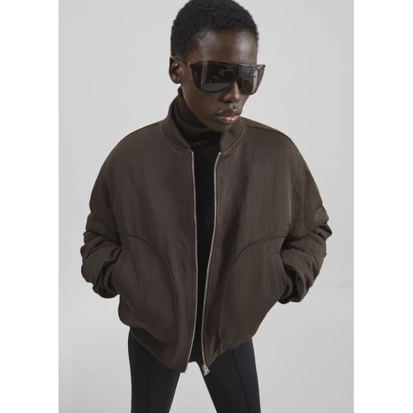 The Frankie Shop Valdres Padded Bomber Jacket - Brown - Oversized Minimalist Jackets in Brown - Shop at Luxury Shoes 