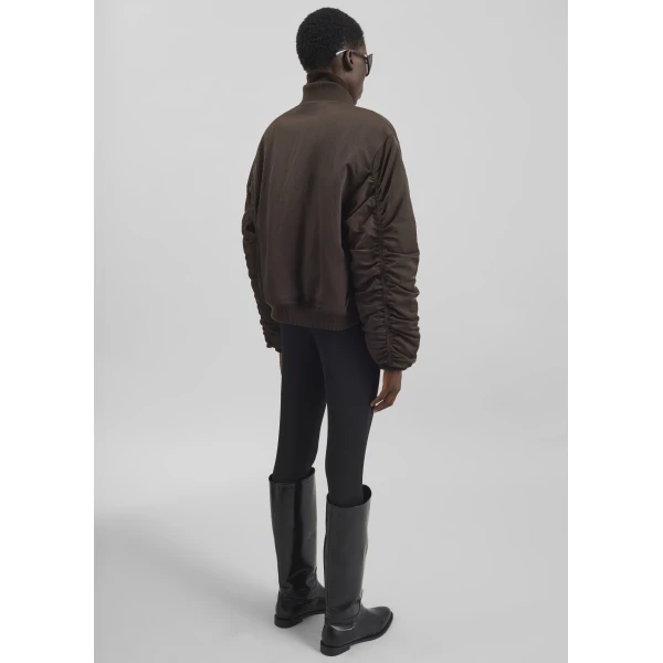 The Frankie Shop Valdres Padded Bomber Jacket - Brown - Oversized Minimalist Jackets in Brown - Shop at Luxury Shoes 