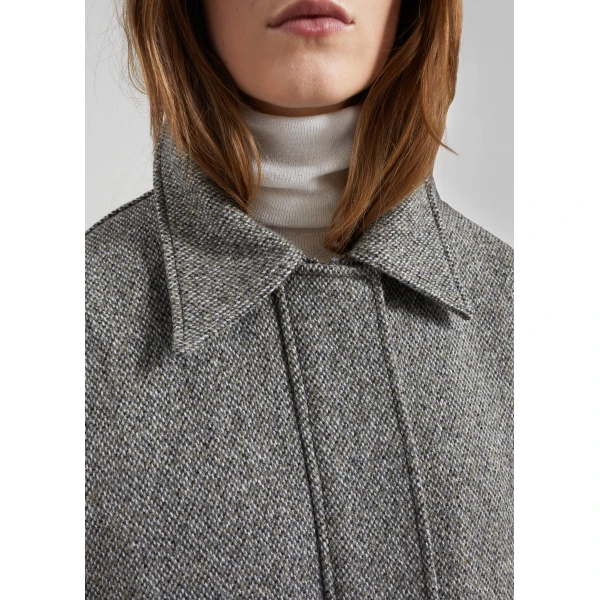 The Frankie Shop Vanves Wool Blouson Jacket - Grey Melange - Oversized Minimalist Jackets in Grey - Shop at Luxury Shoes 