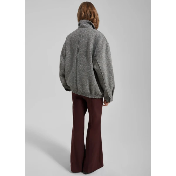 The Frankie Shop Vanves Wool Blouson Jacket - Grey Melange - Oversized Minimalist Jackets in Grey - Shop at Luxury Shoes 
