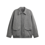 The Frankie Shop Vanves Wool Blouson Jacket - Grey Melange - Oversized Minimalist Jackets in Grey - Shop at Luxury Shoes 