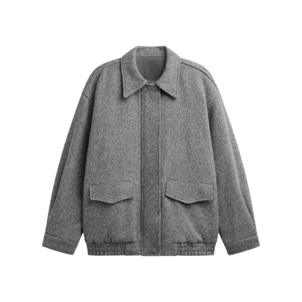 The Frankie Shop Vanves Wool Blouson Jacket - Grey Melange - Oversized Minimalist Jackets in Grey - Shop at Luxury Shoes 
