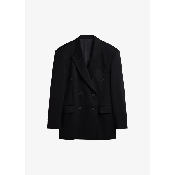 The Frankie Shop Vester Double-Breasted Blazer - Black - Oversized Minimalist Jackets in Black - Shop at Luxury Shoes 