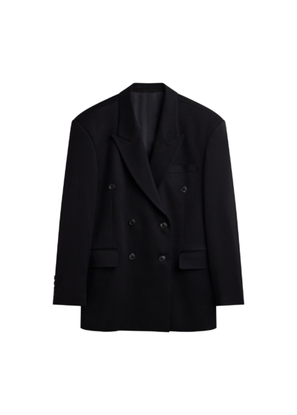 The Frankie Shop Vester Double-Breasted Blazer - Black - Oversized Minimalist Jackets in Black - Shop at Luxury Shoes 