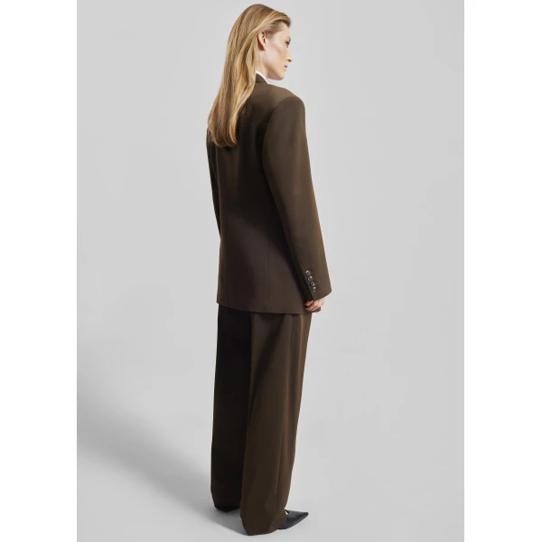 The Frankie Shop Vester Double-Breasted Blazer - Brown - Oversized Minimalist Jackets in Brown - Shop at Luxury Shoes 