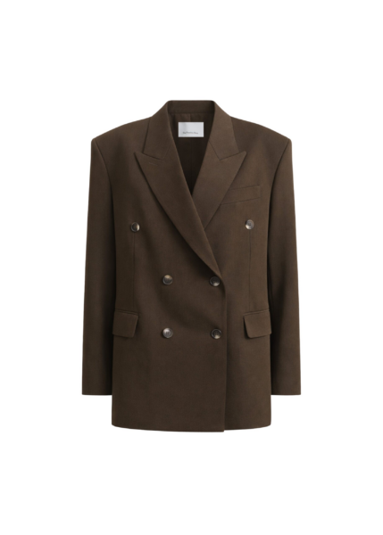 The Frankie Shop Vester Double-Breasted Blazer - Brown - Oversized Minimalist Jackets in Brown - Shop at Luxury Shoes 