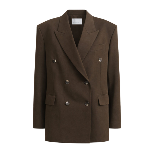 The Frankie Shop Vester Double-Breasted Blazer – Brown