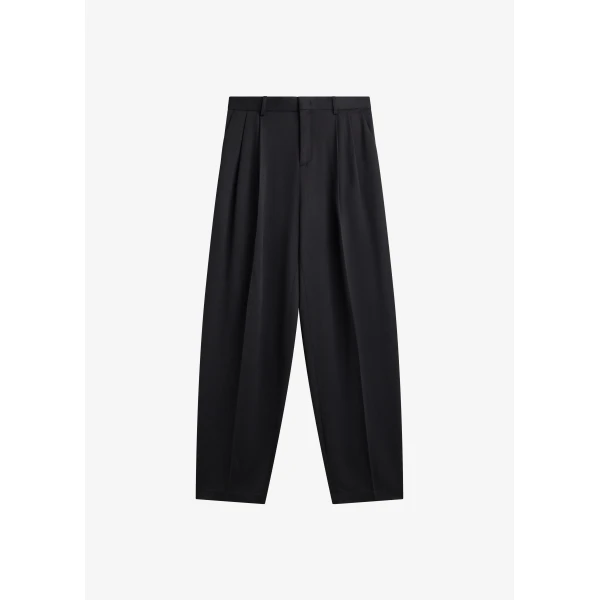 The Frankie Shop Vester Pleated Trousers - Black - Oversized Minimalist Pants in Black - Shop at Luxury Shoes 