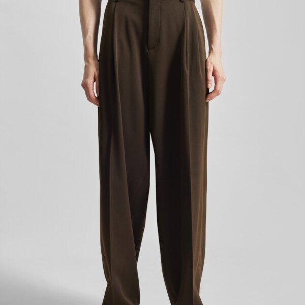 The Frankie Shop Vester Pleated Trousers – Brown, view 4