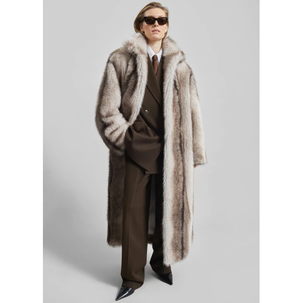 The Frankie Shop Vester Pleated Trousers - Brown - Oversized Minimalist Pants in Brown - Shop at Luxury Shoes 