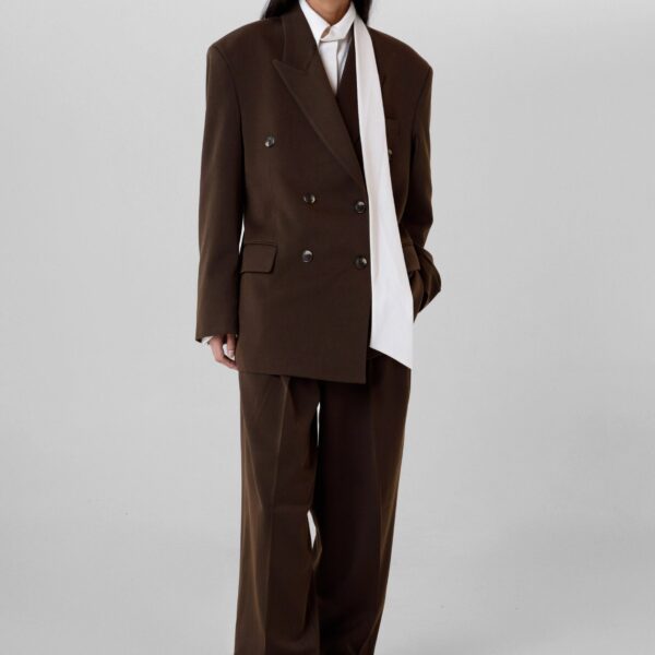 The Frankie Shop Vester Pleated Trousers – Brown, view 8