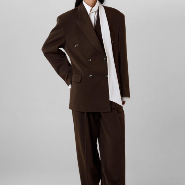 The Frankie Shop Vester Pleated Trousers – Brown, view 9