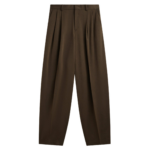 The Frankie Shop Vester Pleated Trousers - Brown - Oversized Minimalist Pants in Brown - Shop at Luxury Shoes 