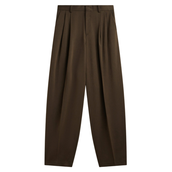 The Frankie Shop Vester Pleated Trousers - Brown - Oversized Minimalist Pants in Brown - Shop at Luxury Shoes 