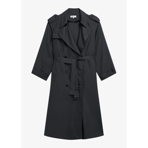 The Frankie Shop Veyron Trench Coat - Storm Grey - Oversized Minimalist Coats in Grey - Shop at Luxury Shoes 