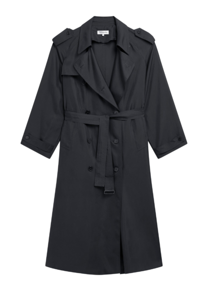The Frankie Shop Veyron Trench Coat - Storm Grey - Oversized Minimalist Coats in Grey - Shop at Luxury Shoes 