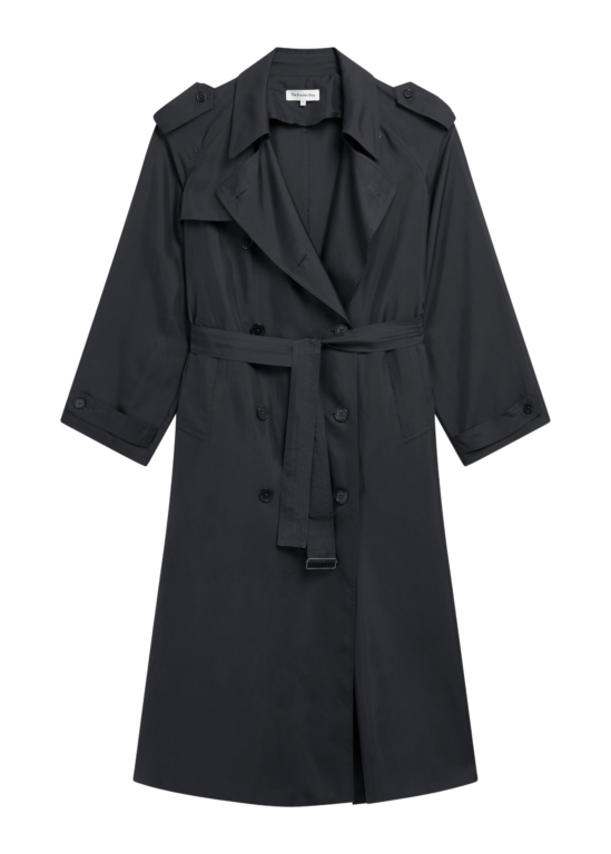 The Frankie Shop Veyron Trench Coat - Storm Grey - Oversized Minimalist Coats in Grey - Shop at Luxury Shoes 