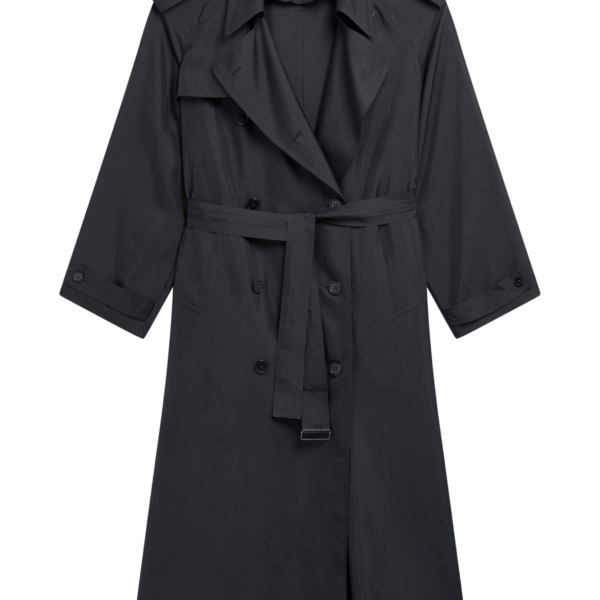 The Frankie Shop Veyron Trench Coat - Storm Grey - Oversized Minimalist Coats in Grey - Shop at Luxury Shoes 
