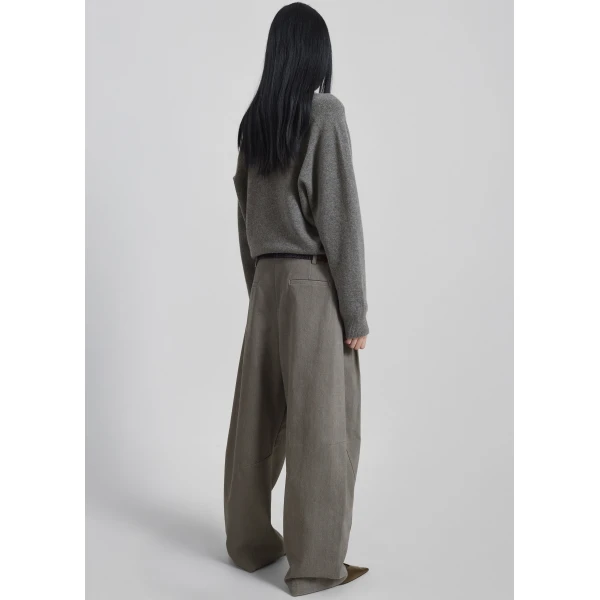 The Frankie Shop Vora Barrel-Leg Pants - Grey - Oversized Minimalist Pants in Grey - Shop at Luxury Shoes 