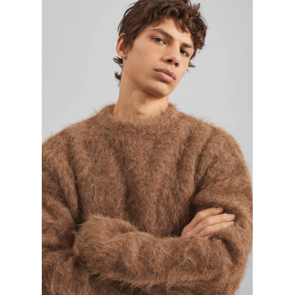 The Frankie Shop Willy Alpaca Knit Sweater - Dark Taupe - Oversized Minimalist Knitwear in Brown - Shop at Luxury Shoes 