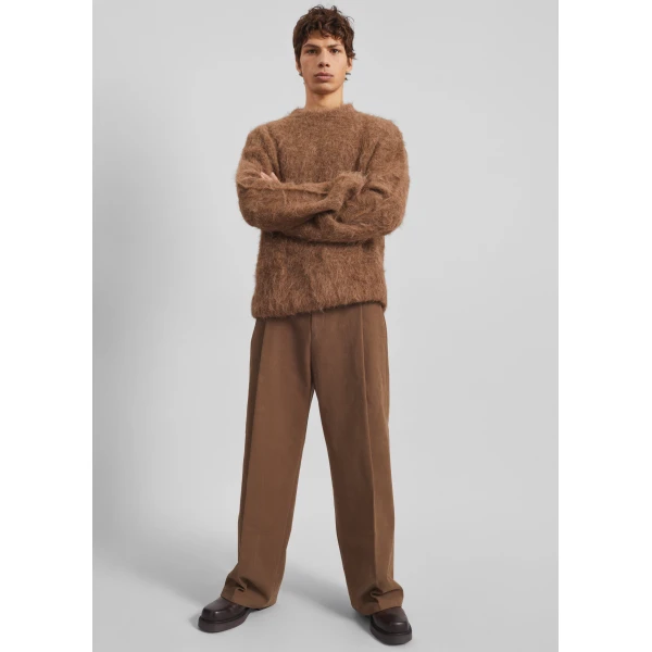 The Frankie Shop Willy Alpaca Knit Sweater - Dark Taupe - Oversized Minimalist Knitwear in Brown - Shop at Luxury Shoes 