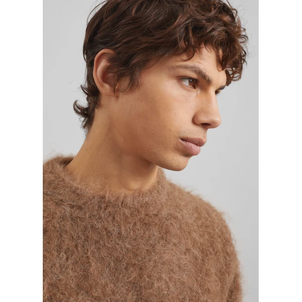 The Frankie Shop Willy Alpaca Knit Sweater - Dark Taupe - Oversized Minimalist Knitwear in Brown - Shop at Luxury Shoes 