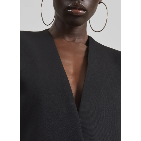 The Frankie Shop Winsen Collarless Blazer - Black - Oversized Minimalist Jackets in Black - Shop at Luxury Shoes 