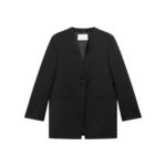 The Frankie Shop Winsen Collarless Blazer - Black - Oversized Minimalist Jackets in Black - Shop at Luxury Shoes 
