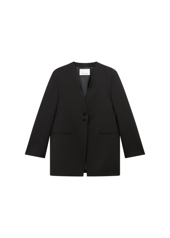The Frankie Shop Winsen Collarless Blazer - Black - Oversized Minimalist Jackets in Black - Shop at Luxury Shoes 