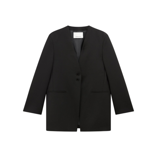 The Frankie Shop Winsen Collarless Blazer - Black - Oversized Minimalist Jackets in Black - Shop at Luxury Shoes 
