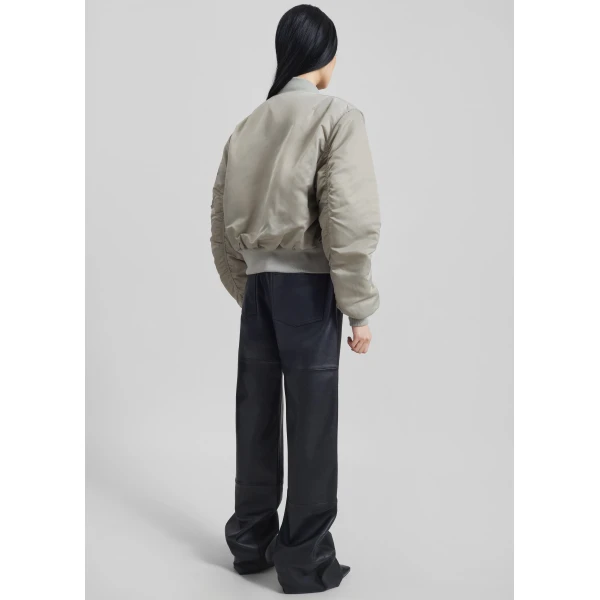 The Frankie Shop Zernez Cropped Bomber Jacket - Stone - Oversized Minimalist Jackets in Beige - Shop at Luxury Shoes 