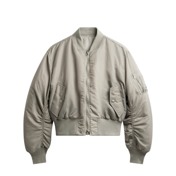 The Frankie Shop Zernez Cropped Bomber Jacket – Stone