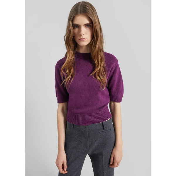 The Frankie Shop Zoersel Knit Top - Purple - Oversized Minimalist Knitwear in Purple - Shop at Luxury Shoes 