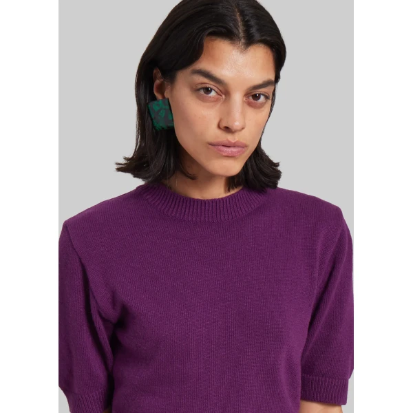 The Frankie Shop Zoersel Knit Top - Purple - Oversized Minimalist Knitwear in Purple - Shop at Luxury Shoes 